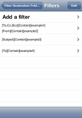 Filter List screen